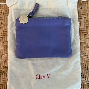 Clare V. Purple Coin Clutch with Blue Zipper. Hardly Used and like New.